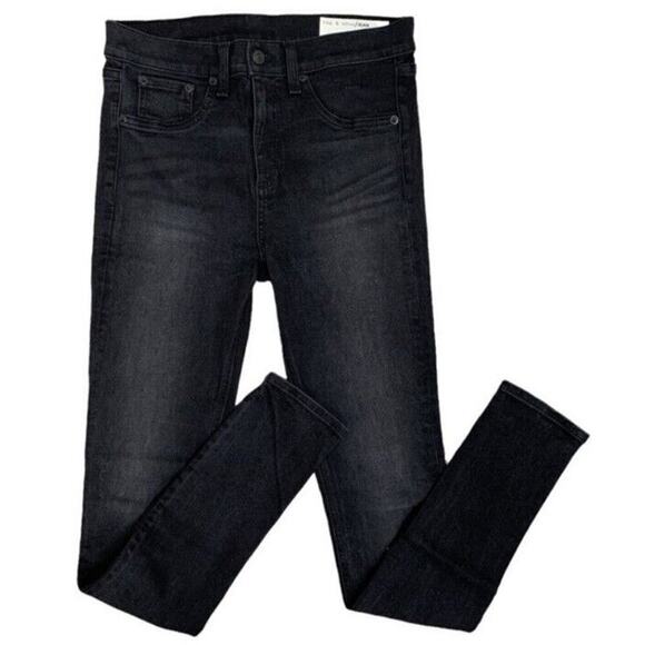 Rag & Bone Jeggings Size 26 High Rise Denim Leggings Black Grunge Goth P… - Picture 2 of 16